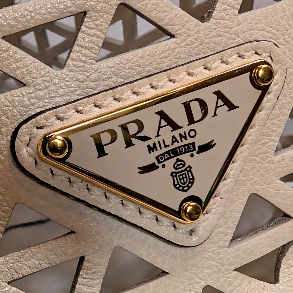 Prada Milano Cream Perforated Tote Bag - Picture 16 of 16